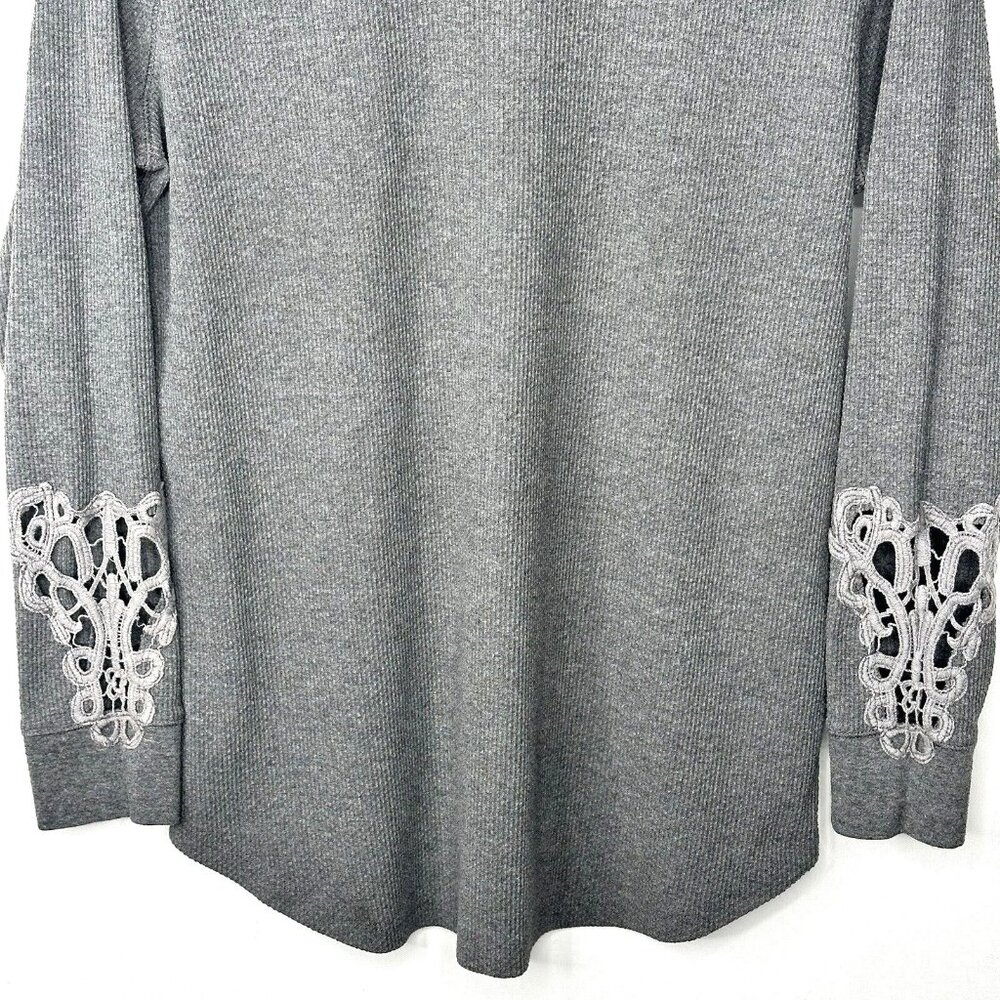 Love & Legend Womens Shirt Long Sleeve Waffle Embroidered Pullover Gray Size X - Picture 4 of 11